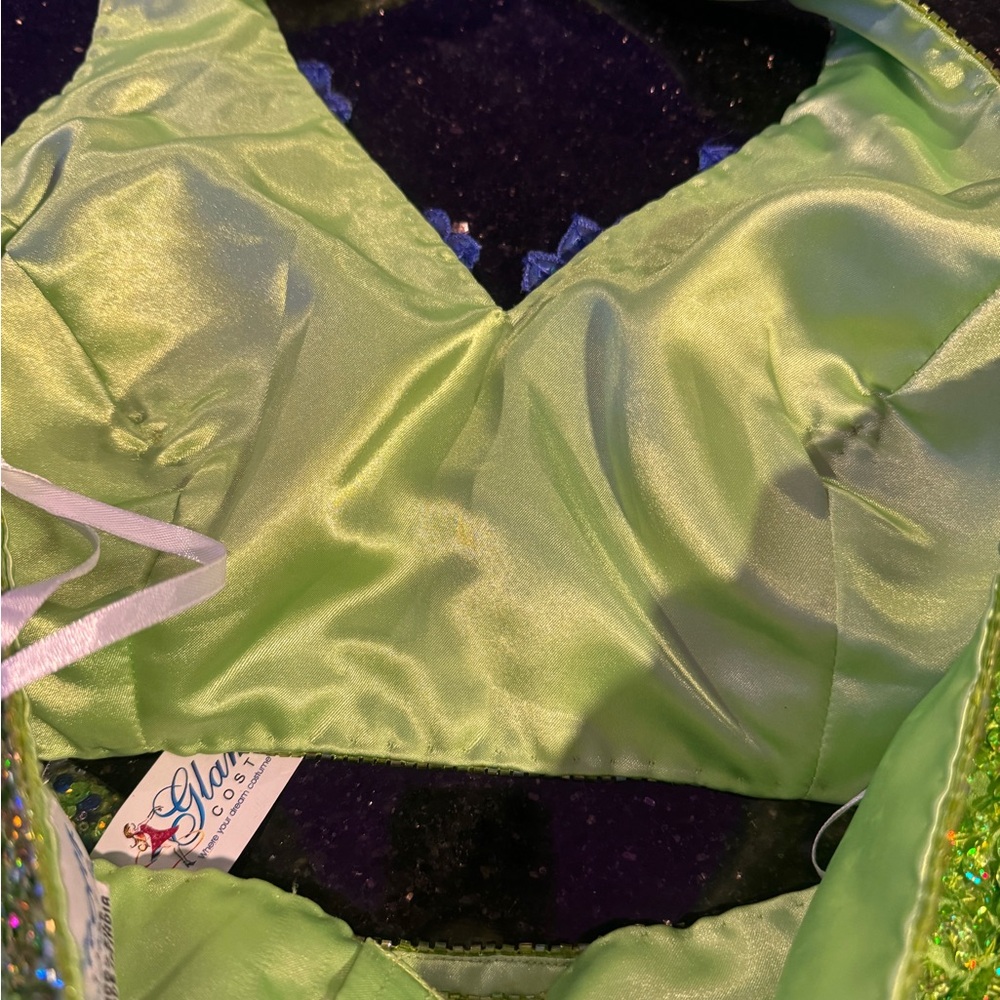 Silk Glamour Green and Blue Adult M Dance Costume - Picture 7 of 8
